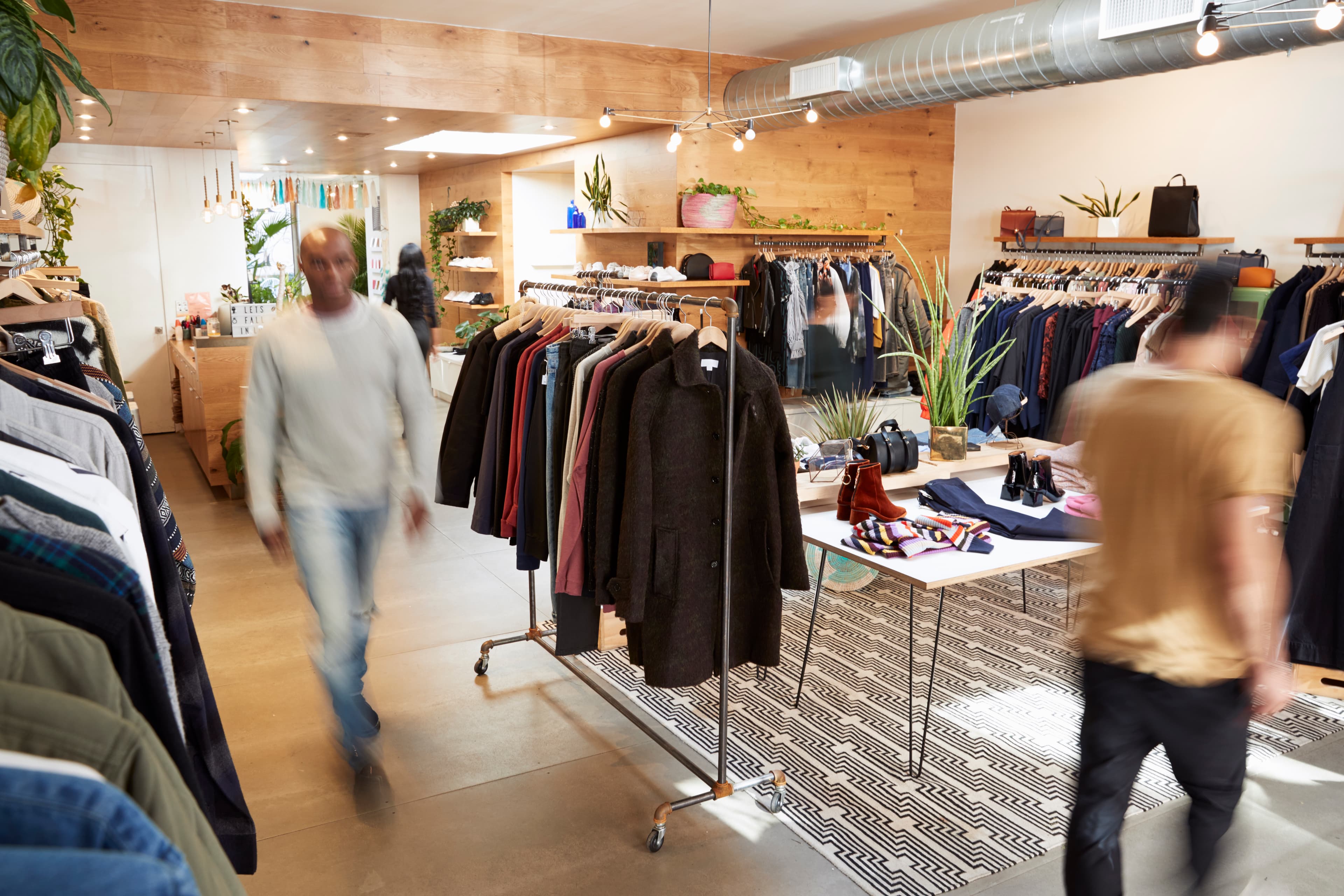 Busy retail store during peak season with customers shopping